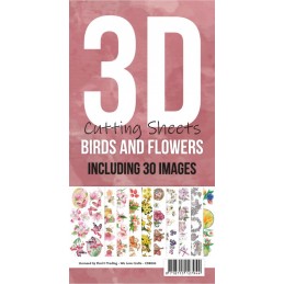 Cartes 3D à découper Pack 30 images assortiment N°6 - CDK006 - Oiseaux et fleurs