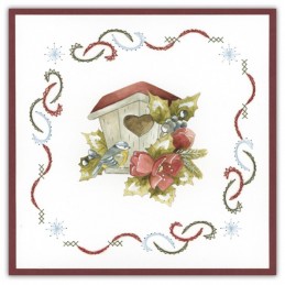 Stitch and do 224 - kit Carte 3D broderie - Oiseaux sur fleurs en hiver