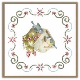 Stitch and do 224 - kit Carte 3D broderie - Oiseaux sur fleurs en hiver