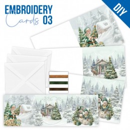 Kit de 3 Cartes à broder imprimées  - STDOPP003 - Noël enchanté