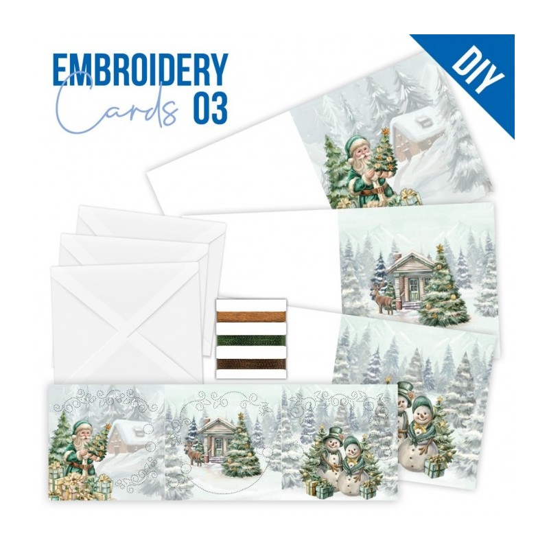 Kit de 3 Cartes à broder imprimées  - STDOPP003 - Noël enchanté