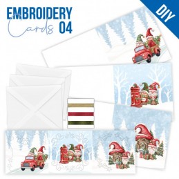 Kit de 3 Cartes à broder imprimées  - STDOPP004 - Gnomes à Noël