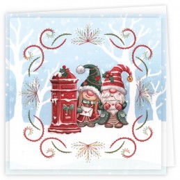 Kit de 3 Cartes à broder imprimées  - STDOPP004 - Gnomes à Noël