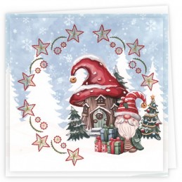 Kit de 3 Cartes à broder imprimées  - STDOPP004 - Gnomes à Noël