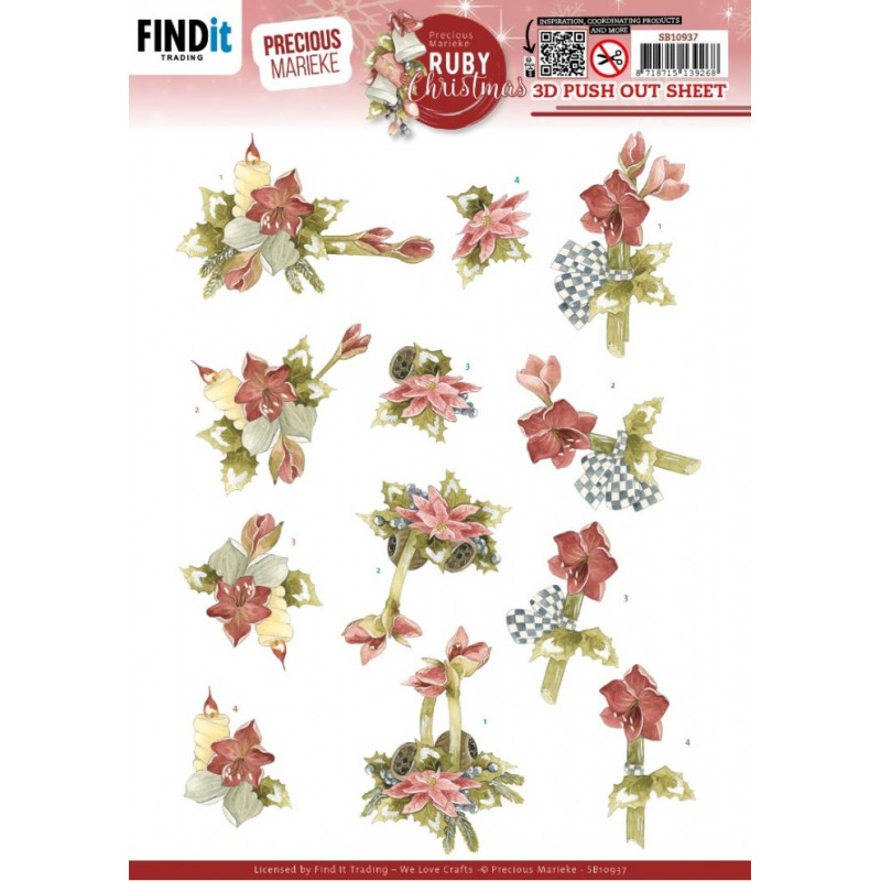 Carte 3D prédéc. - SB10937 - Noël Rubis - Amaryllis