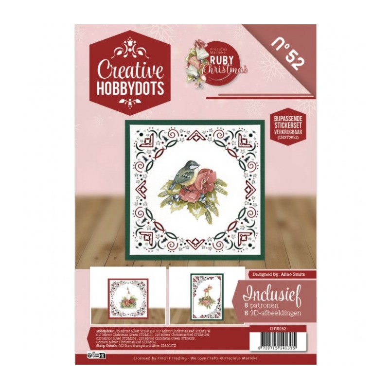 Kit Creative Hobbydots n°52 - Livret 8 modèles + Stickers Dot and do - Noël rubis