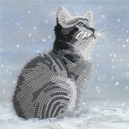 Carte Broderie Diamant - Chat gris - BMSA43