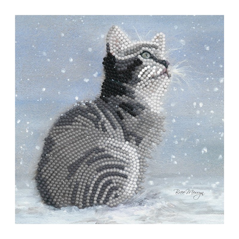 Carte Broderie Diamant - Chat gris - BMSA43