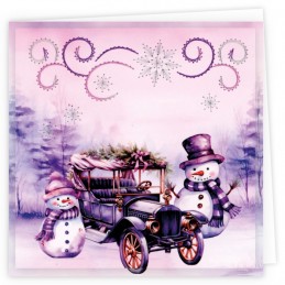 Kit de 3 Cartes à broder imprimées  - STDOPP005 - Noël violet