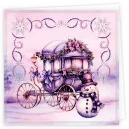 Kit de 3 Cartes à broder imprimées  - STDOPP005 - Noël violet