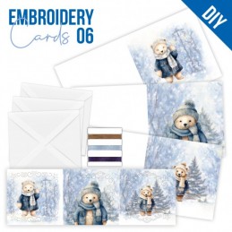 Kit de 3 Cartes à broder imprimées  - STDOPP006 - Ourson en hiver