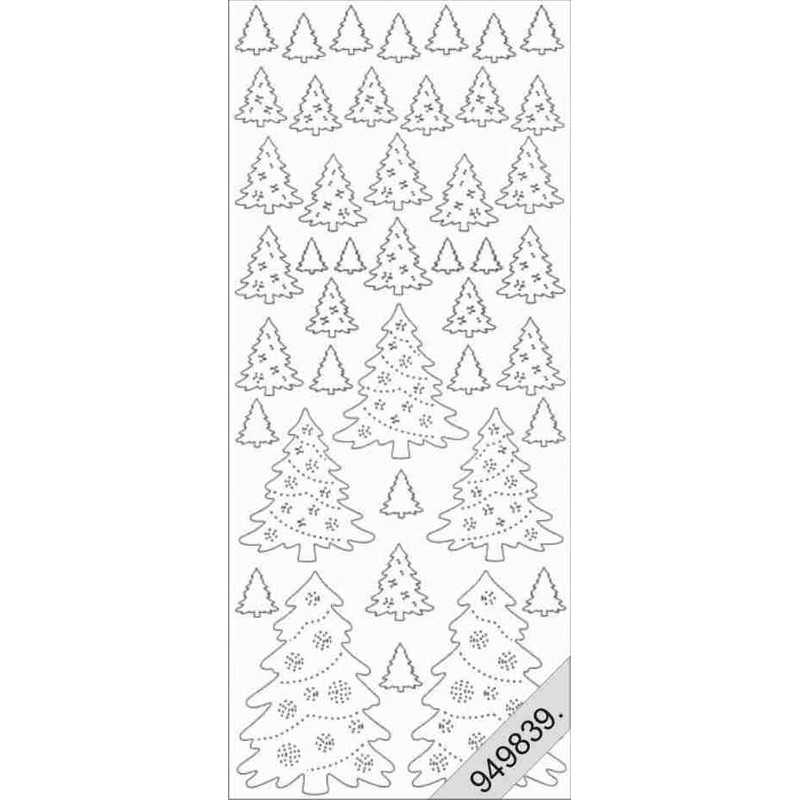 Stickers - 7053 - Sapins - Transparent glitter argent