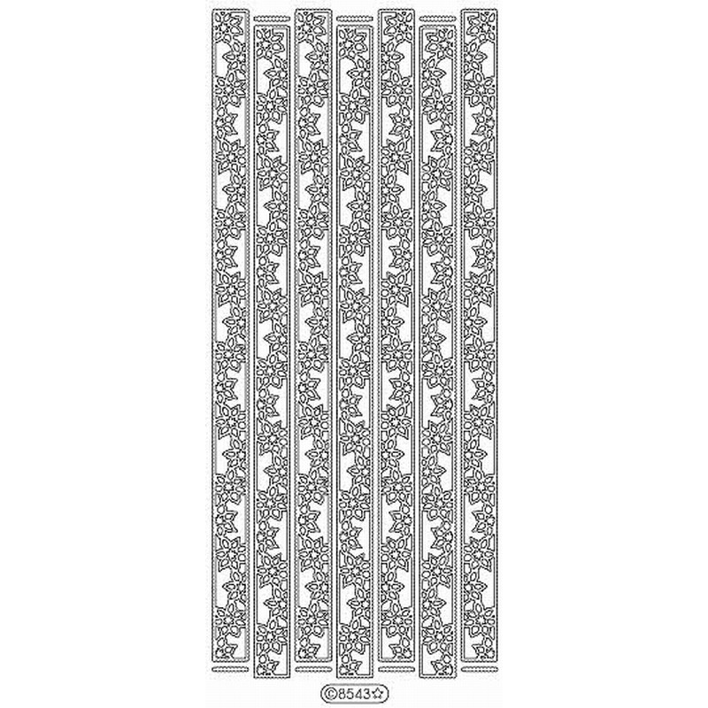 Stickers - 8543 - bordure Fleurs - argent