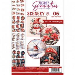 Livre Berries Beauties Scenery A4 prédécoupé N°6 - Hiver rouge 48 images + papiers