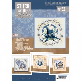 Kit Carte 3D à broder de couleur - Stitch and Do on Colour 032 - Noël en bleu