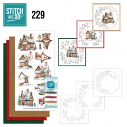 Stitch and do 229 - kit Carte 3D broderie - Maisons à Noël