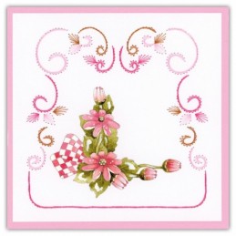 Stitch and do 230 - kit Carte 3D broderie - Fleurs roses