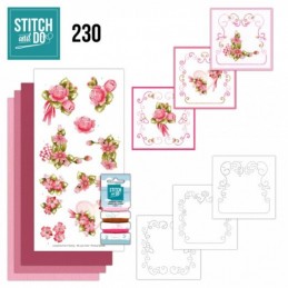 Stitch and do 230 - kit Carte 3D broderie - Fleurs roses