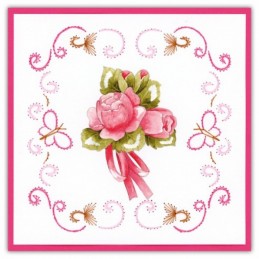 Stitch and do 230 - kit Carte 3D broderie - Fleurs roses