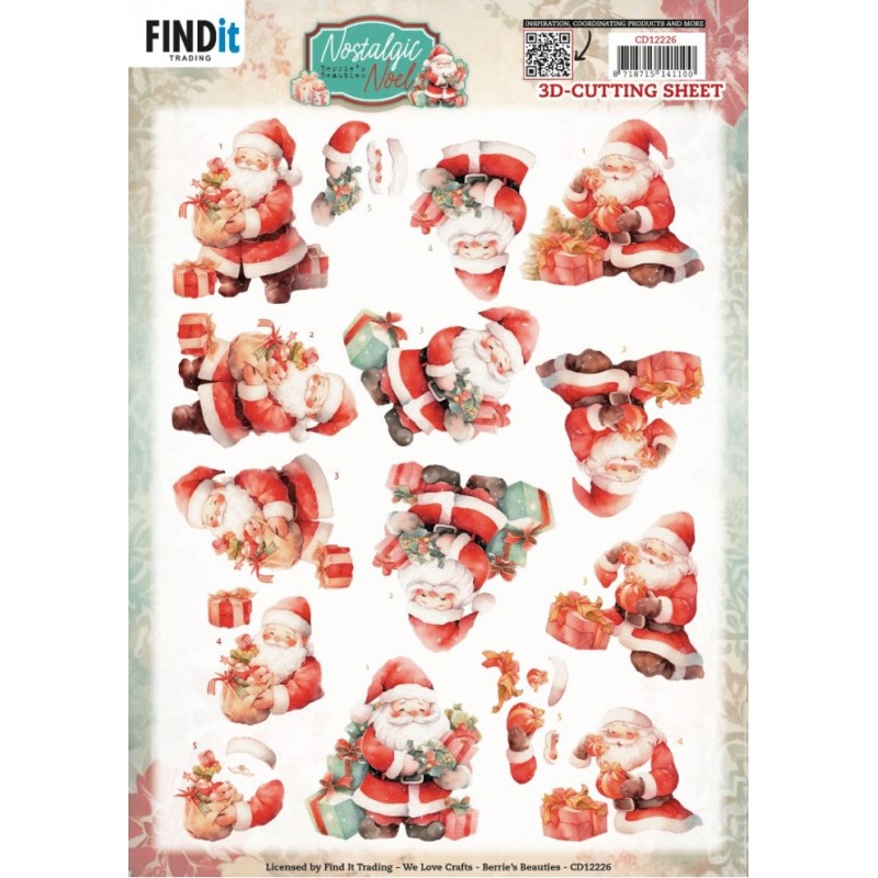 Carte 3D à découper - CD12226 - Nostalgique Noël - Cadeaux du Père Noël Carte 3D à découper - CD12226 - Nostalgique Noël - Cadeaux du Père Noël