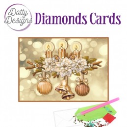 Carte Broderie Diamant - Bougies de Noël - DDDC1182