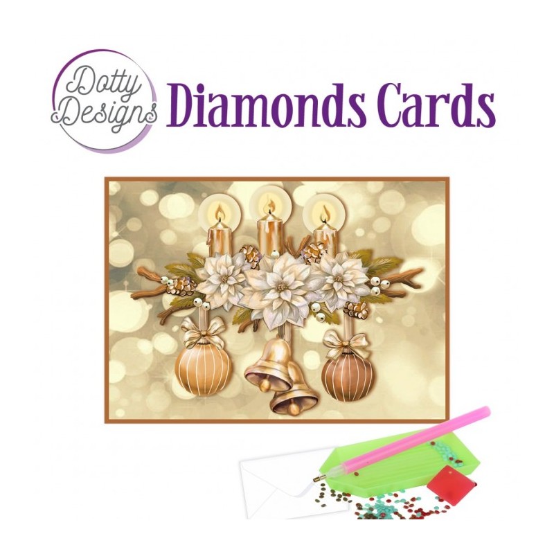 Carte Broderie Diamant - Bougies de Noël - DDDC1182