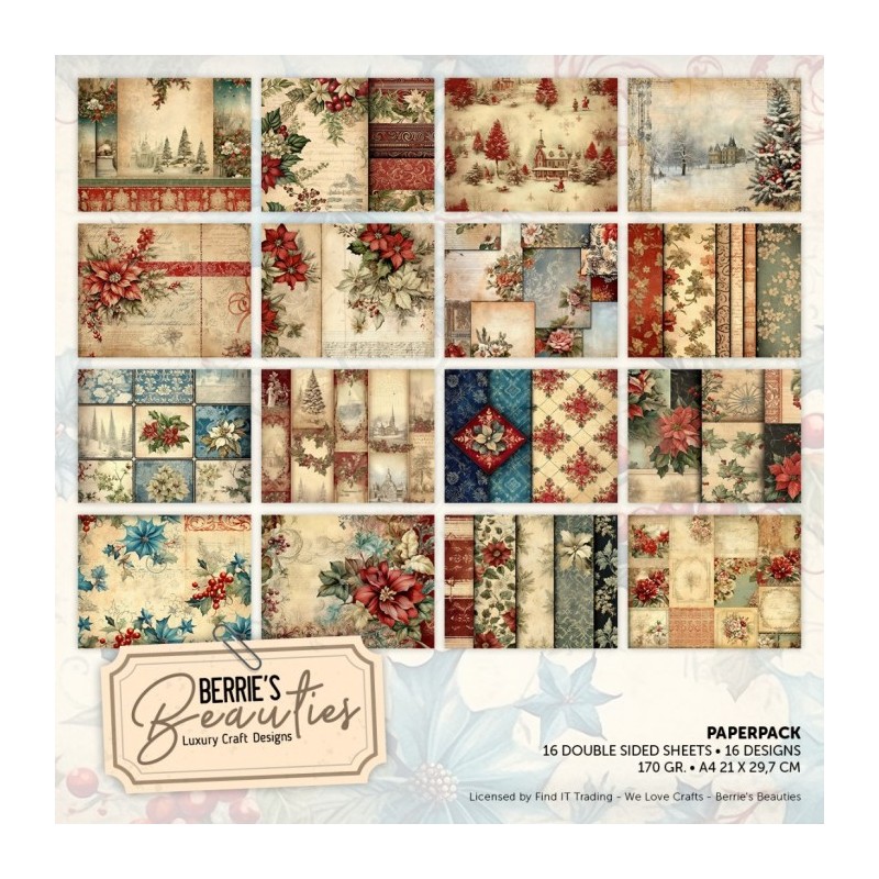 Bloc de papier - Fleurs de Noël - 16 feuilles A4 Bloc de papier - Fleurs de Noël - 16 feuilles A4
