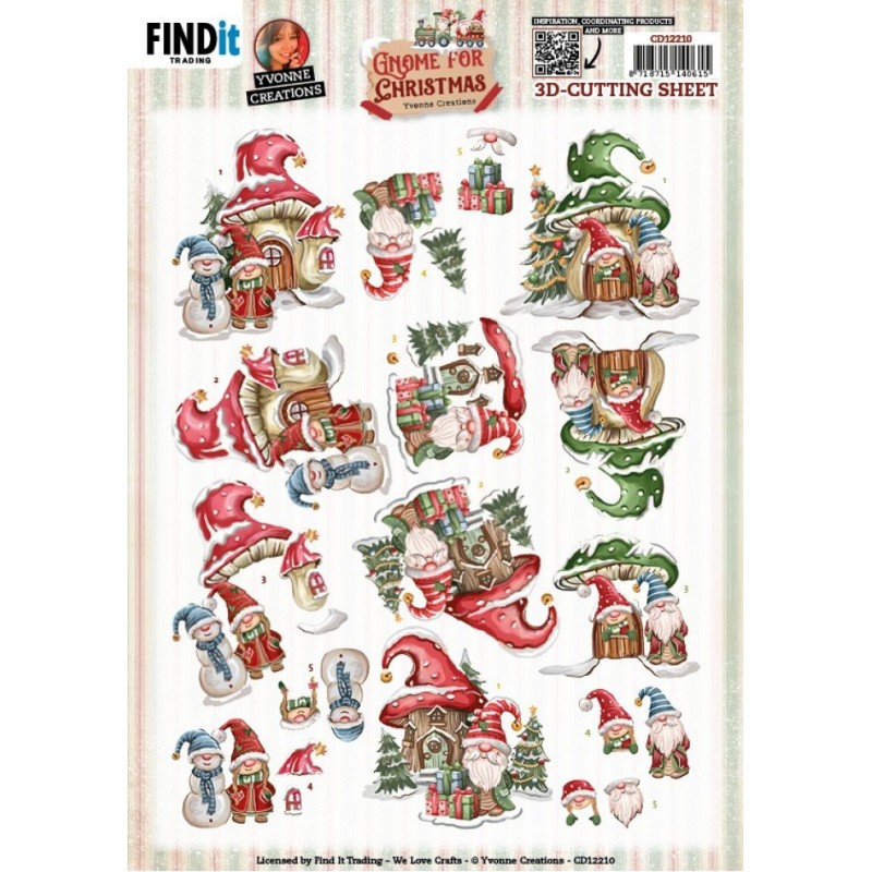 Carte 3D à découper - CD12210 - Gnomes à Noël - Maison de gnomes