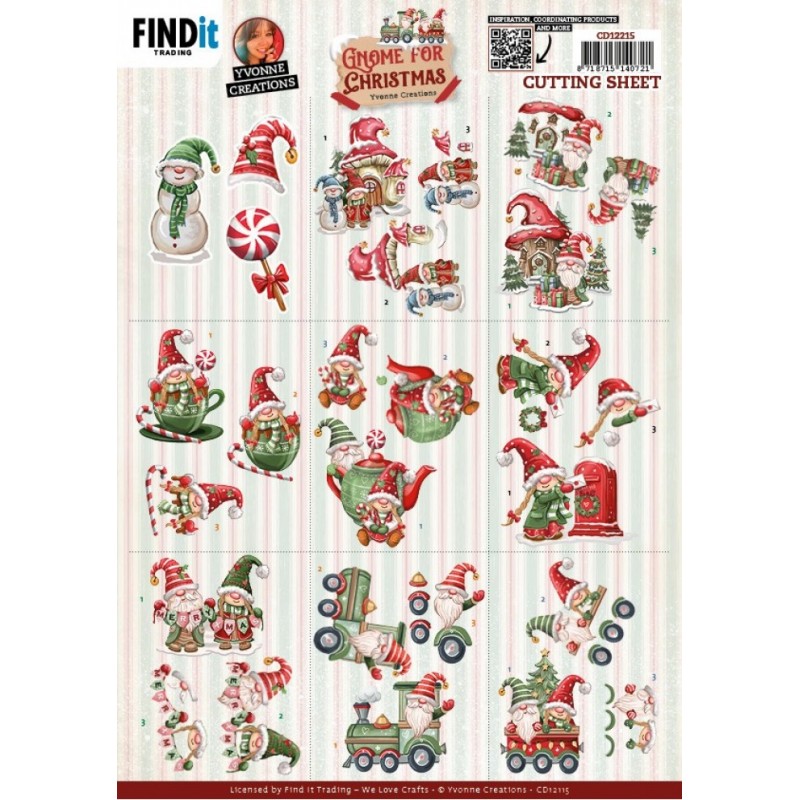 Carte 3D à découper - CD12215 - Gnomes à Noël - Mini images Carte 3D à découper - CD12215 - Gnomes à Noël - Mini images