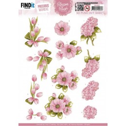 Carte 3D prédéc. - SB10967 - Fleurs roses - tulipes et hortensias