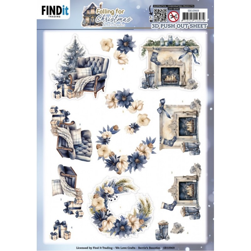 Carte 3D prédéc. - SB10969 - Noël en bleu - Intérieur cozy