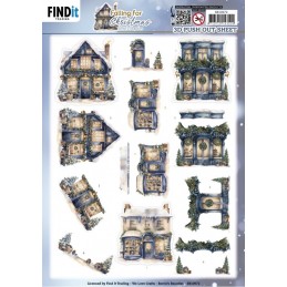 Carte 3D prédéc. - SB10972 - Noël en bleu - Maisons