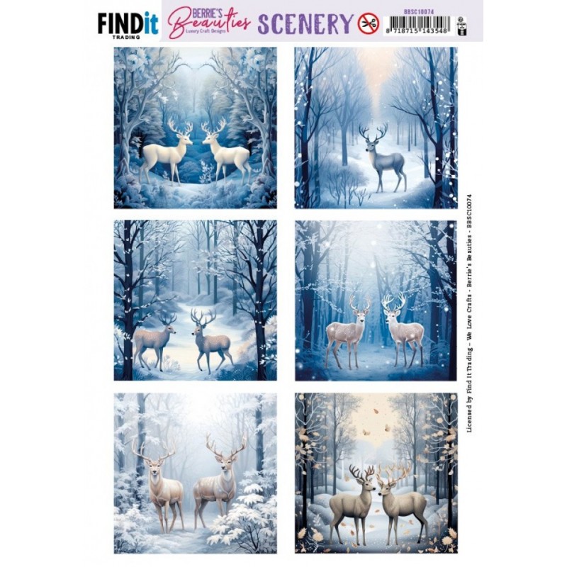 Carte Scène prédéc. - BBSC10074 - Cerf en hiver - carrées