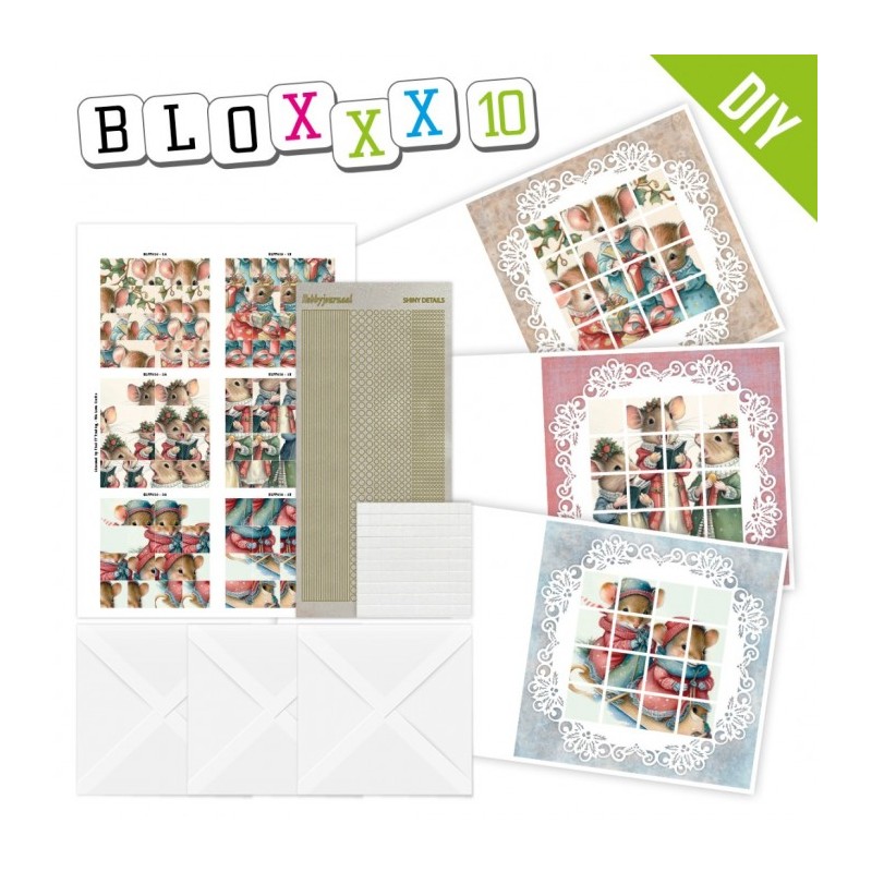 Kit Bloxxx 10 - kit Carte 3D - Souris à Noël - BLPP010