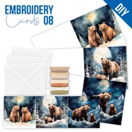 Kit de 3 Cartes à broder imprimées  - STDOPP008 - Couple d'ours