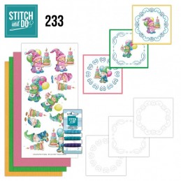 Stitch and do 233 - kit Carte 3D broderie - Anniversaire de gnomes