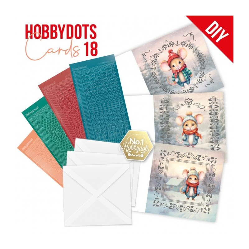 Kit cartes imprimées Hobbydots N°18 - Petite souris en hiver