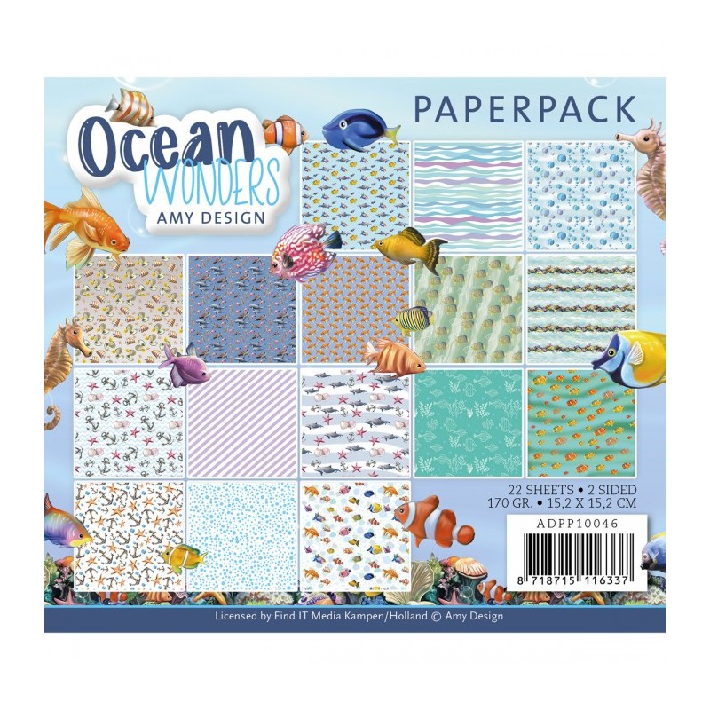 Bloc de papier - Amy Design - Merveilles de l'océan 15.2 x 15.2