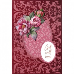 Cartes 3D Velours A6 prédécoupé N°4 - Pivoines - 3 cartes + enveloppes