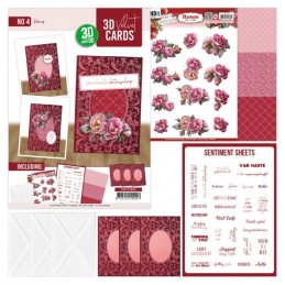 Cartes 3D Velours A6 prédécoupé N°4 - Pivoines - 3 cartes + enveloppes