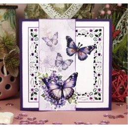 Carte 3D à découper - CD12297 - Fleurs et Papillons - Ton violet