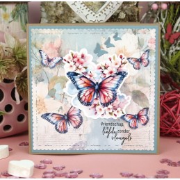 Carte 3D à découper - CD12298 - Fleurs et Papillons - Ton rose