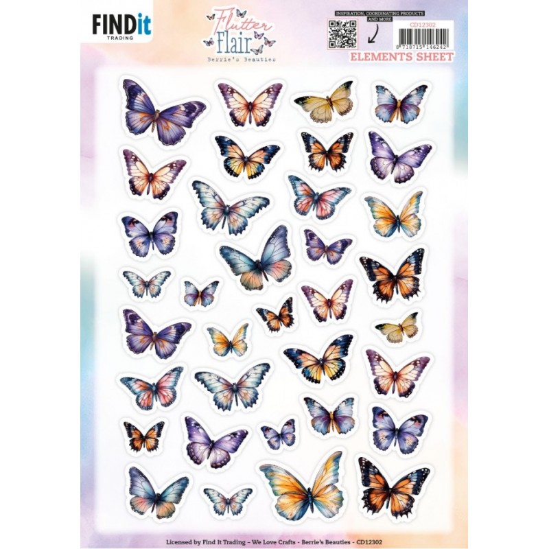 Carte 3D à découper - CD12302 - Fleurs et Papillons - Papillons toutes tailles Carte 3D à découper - CD12302 - Fleurs et Papillons - Papillons toutes tailles
