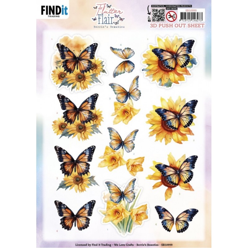 Carte 3D prédéc. - SB10999 - Fleurs et papillons - Ton jaune Carte 3D prédéc. - SB10999 - Fleurs et papillons - Ton jaune