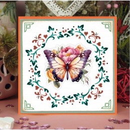 Carte 3D prédéc. - SB11000 - Fleurs et papillons - Ton orange