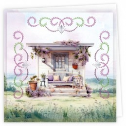 Kit de 3 Cartes à broder imprimées  - STDOPP011 - Maisons lilas