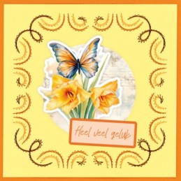 Kit Carte 3D à broder de couleur - Stitch and Do on Colour 033 - Fleurs et papillons