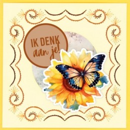 Kit Carte 3D à broder de couleur - Stitch and Do on Colour 033 - Fleurs et papillons