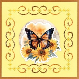 Kit Carte 3D à broder de couleur - Stitch and Do on Colour 033 - Fleurs et papillons