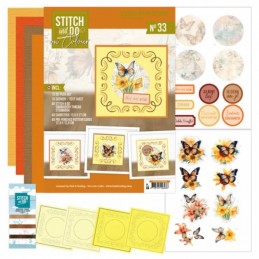 Kit Carte 3D à broder de couleur - Stitch and Do on Colour 033 - Fleurs et papillons